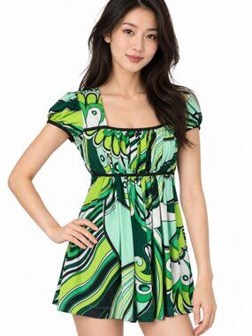 Simply Irresistible Women’s Green Abstract-Print Tunic Top Size L